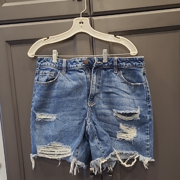 Fashion Nova Ripped Blue Jean Shorts - Picture 1 of 9